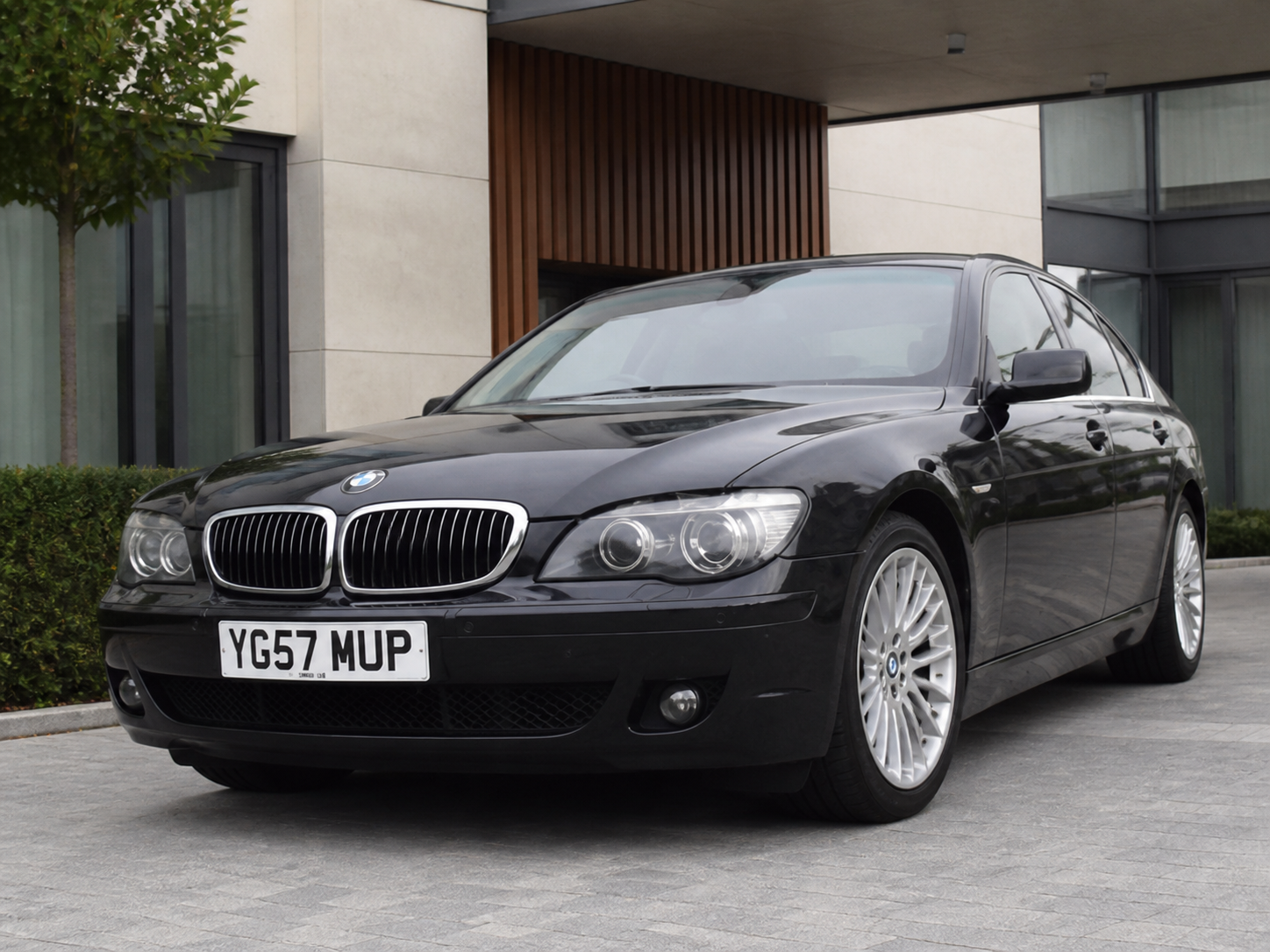 Dark executive saloon vehicle